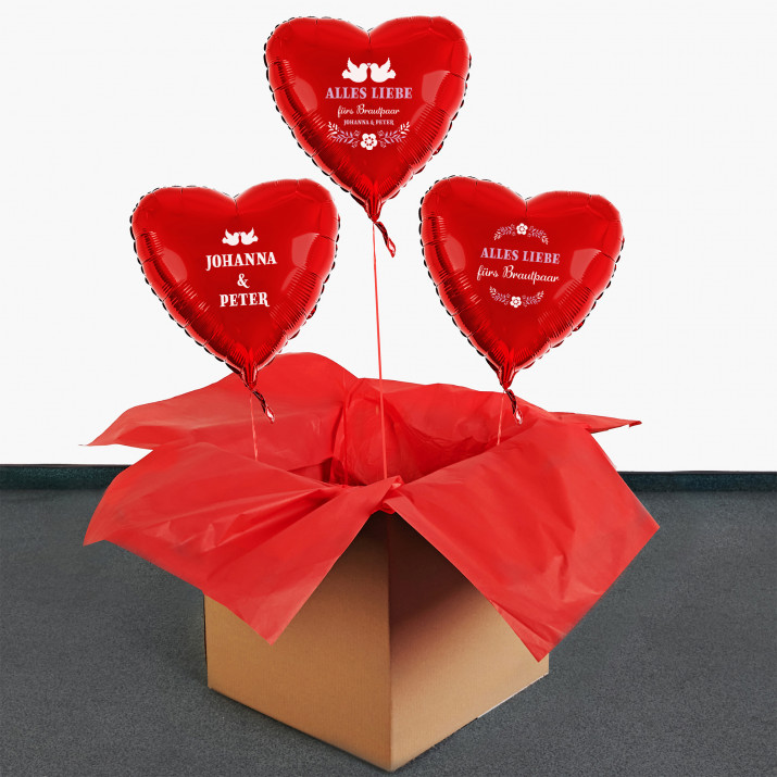 Alles Liebe Brautpaar - Set mit Heliumballons - Herzen Alles Liebe Brautpaar - Set mit Heliumballons - Herzen